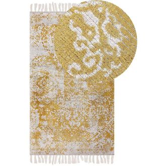 Beliani Beliani - Tappeto orientale vintage invecchiato soggiorno giallo beige 80 x 150 cm Boyali