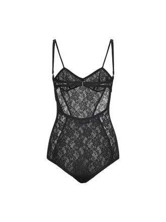 The Attico Womens Black Stretch Lace Bodysuit Polyester Tops Top