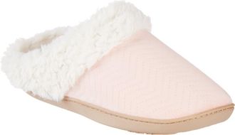 Isotoner Louise Chevron Quilted Faux Shearling Lined Slipper in Evening Sand at Nordstrom Rack, Size Medium