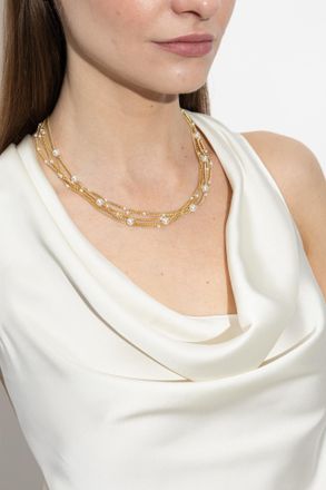 AllSaints Necklace With Glass Pearls, Womens, Gold