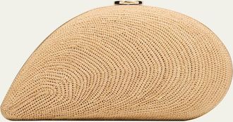 SIMKHAI Bridget Raffia Oyster Shell Clutch Bag