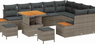 vidaXL Vidaxl - Conjunto De Sof&aacute; De Jard&iacute;n Con Coj&iacute;n 12 Pcs Gris Polirat&aacute;n