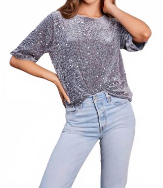 Bishop + Young Miley Sequin Boyfriend Tee In Silver