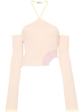 GCDS Comma asymmetrische geribbelde top - Roze