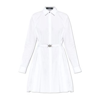 Versace Shirt Dresses, female, White, Size: XS Lace-Trim Cotton-Poplin Shirt
