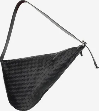 Bottega Veneta Mens Virgule Calfskin Messenger Bag Black