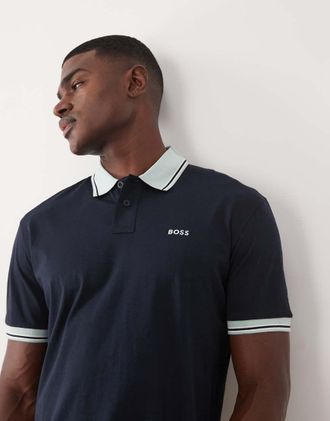 Boss Orange by Hugo Boss Hugo Boss - T-shirt blu scuro con colletto comodo