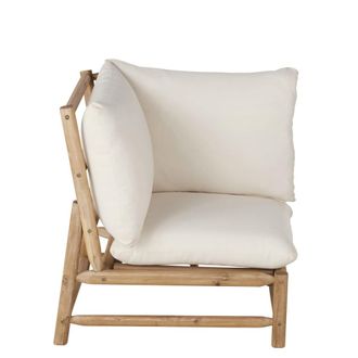 Maisons du monde Esquina modular para sof&aacute; de exterior en madera de acacia con cojines en crudo