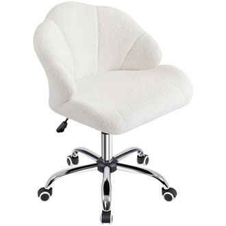 Yaheetech Yaheetech - Silla Escritorio Oficina Silla Ergonomica Silla De Despacho Silla Terciopelo Con Ruedas Silla Sin Reposabrazo Capacidad 136 Kg Gris Claro