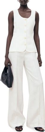 Mango Sleeveless Linen Jumpsuit in Off White at Nordstrom, Size Xx-Small