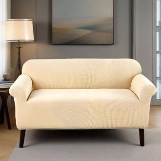 Gabrielle Funda De Sof&aacute; El&aacute;stica De 3 Plazas Beige Para Sal&oacute;n O Dormitorio
