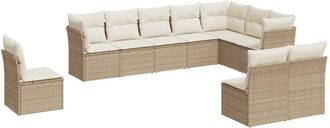 vidaXL Juego De Sof&aacute;s Jard&iacute;n Con Cojines Beige 10 Pzas Rat&aacute;n Sint&eacute;tico Vidaxl