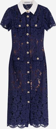 Self Portrait Midi Dress With Contrasting Lace Collar