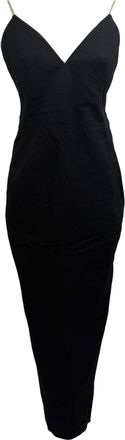 Rick Owens V-Neck Spaghetti-Strap Maxi Dress in Black Cotton