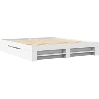 vidaXL Bed Frame without Mattress White 200x200 cm Engineered Wood Vidaxl