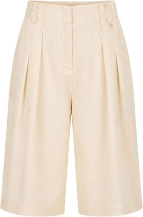 Twinset Bermuda Twinset - Dames - Korte Broeken - Beige - XS - Leer - Korte Broeken