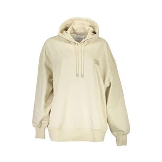 Calvin Klein Beige Katoenen Hoodie met Logo - Dames - Hoodies - Beige - XL - Katoen - Hoodies & sweatvesten