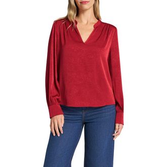 Matty M Lune Split Neck Popover Top in Scarlet at Nordstrom, Size Xx-Small