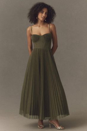 Hutch Amara Adjustable Corset Tulle Fit-and-Flare Midi Dress