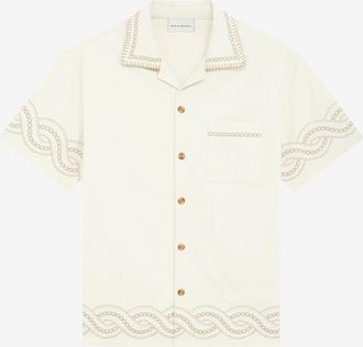 Dr&ocirc;le de Monsieur Besticktes Hemd aus Stoff mit Kubanischem Kragen Tresses