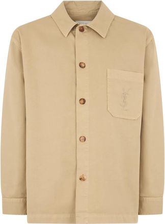 Saint Laurent Cassandre Overshirt - Heren - Zomerjassen - Beige - M - Katoen - Jassen