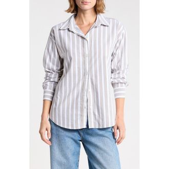 Beach Lunch Lounge Cidney Oversize Cotton Button-Up Shirt in Earthy Sage at Nordstrom, Size X-Large