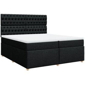 vidaXL Cama Box Spring Con Colch&oacute;n Tela Negro 200x200 Cm Vidaxl