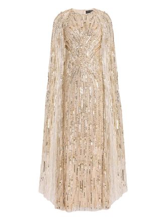 Jenny Packham Abito lungo Elio con paillettes - Oro