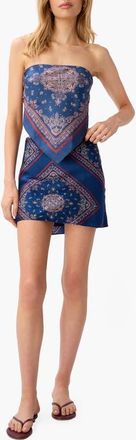 Cami NYC Aviva Stretch Silk Miniskirt in Mariners Bandana at Nordstrom, Size Xx-Small