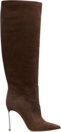Casadei Blade Suede High Boots - Dames - Laarzen met Hak - Bruin - 41 EU - Leer - Schoenen