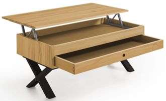 HOGAR 24 Mesa centro elevable caj&oacute;n deslizante y patas x negro, 100x50x47 cm