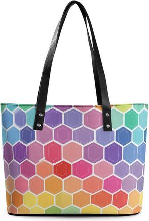 Generic Colorful Hex Pattern Tote Bags for Women Cute Shoulder Purses Handbags