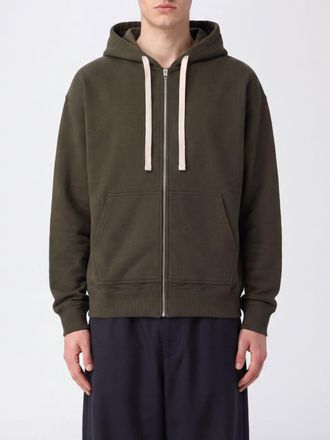 Jil Sander Felpa con cappuccio e zip in puro cotone bicolore