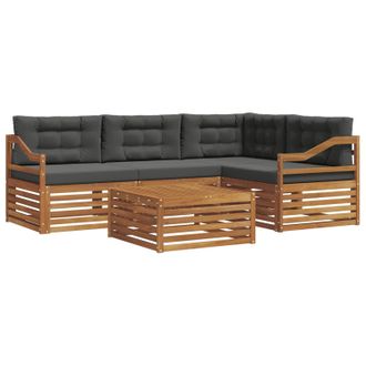 vidaXL Conjunto De Sof&aacute;s De Exterior 5 Pcs Natural Y Antracita Vidaxl