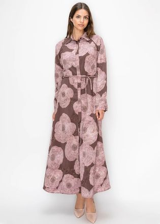 YAL New York Long Sleeve Pink Floral Shirt Dress