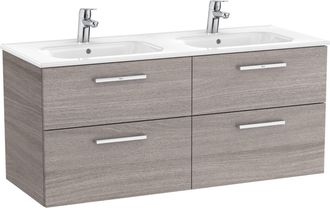 Roca Roca - Conjunto De Mueble Con Cuatro Cajones Y Lavabo Doble Victoria Color: Roble City Texturizado