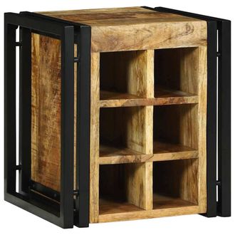 Berkfield Home Stylish Wine Rack 34.5 x 35 x 39 cm Solid Wood Rough Mango in Brown