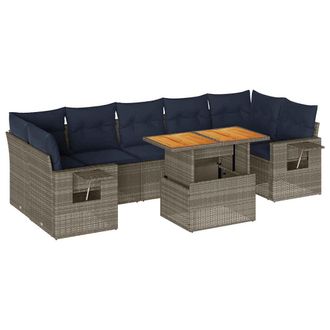 vidaXL Vidaxl - Set Divano Da Giardino 8 Pz Con Cuscini Grigio In Polyrattan