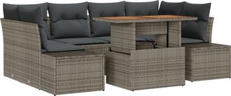 vidaXL Garden Sofa Set with Storage 7 pcs Grey Poly rattan Vidaxl