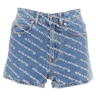 Alexander Wang Bite Crystal Logo Mini Shorts