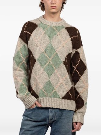 ATOMOFACTORY argyle knit sweater - Beige