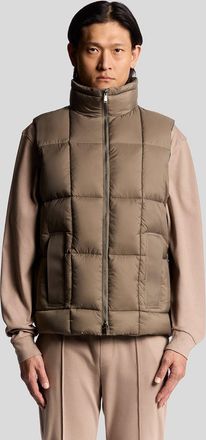 Lyle & Scott Mens Square Cocoon Puffer Gilet - Brown Nylon - Size X-Small