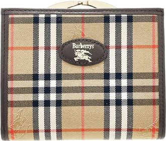 Burberry Beige Beige Brown Brown Canvas Leather Wallet (Bi-Fold) (Pre-Owned)