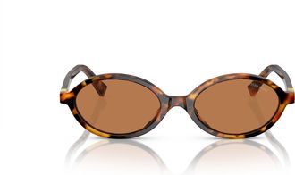 Miu Miu Tortoiseshell Acetate Oval Sunglasses with Gold Accents