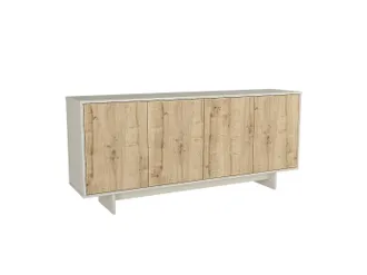 Vente-Unique Credenza 4 Ante Naturale Chiaro E Beige - Zefyna