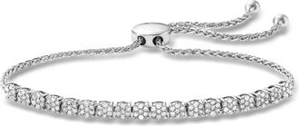 Ross-Simons Diamond Cluster Bolo Bracelet in Sterling Silver