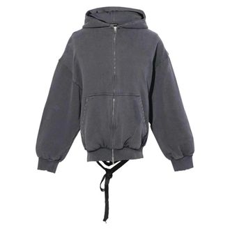Balenciaga Zip-throughs, female, Gray, Size: M Black Lace-Up Hoodie Sweatshirt