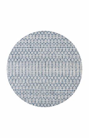 Jonathan Y Designs Ourika Moroccan Geometric Textured Weave Indoor/Outdoor Round Area Rug in Light Gray/navy at Nordstrom, Size 4Ft 0In X 4Ft 0In