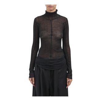 Andrea Ya'aqov Maglia Collo Alto in Lana - Dames - Truien - Zwart - Maat: S Wol