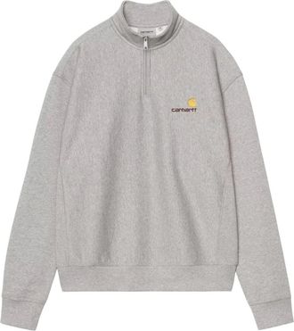 Carhartt Work in Progress Half Zip American Script Sweatshirt - Heren - Vesten met rits - Grijs - S - Katoen - Hoodies & sweatvesten